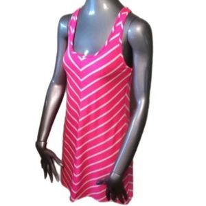 Juicy Couture Shocking Pink Striped Mini Sundress W/ Heart accent Back